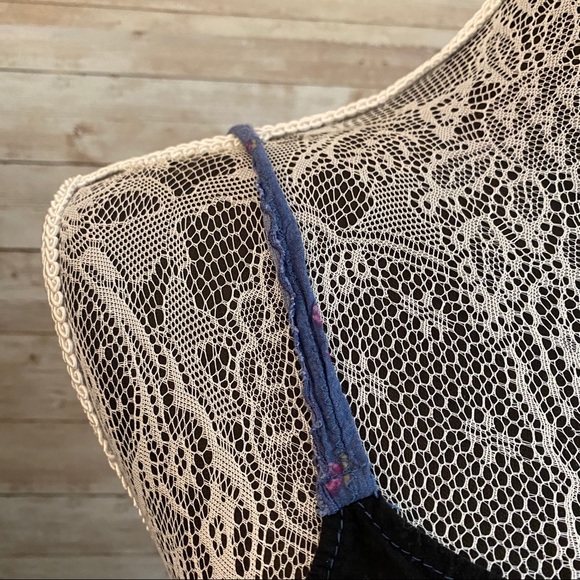 Free People Blue Black Floral Tank Small - Picture 4 of 10